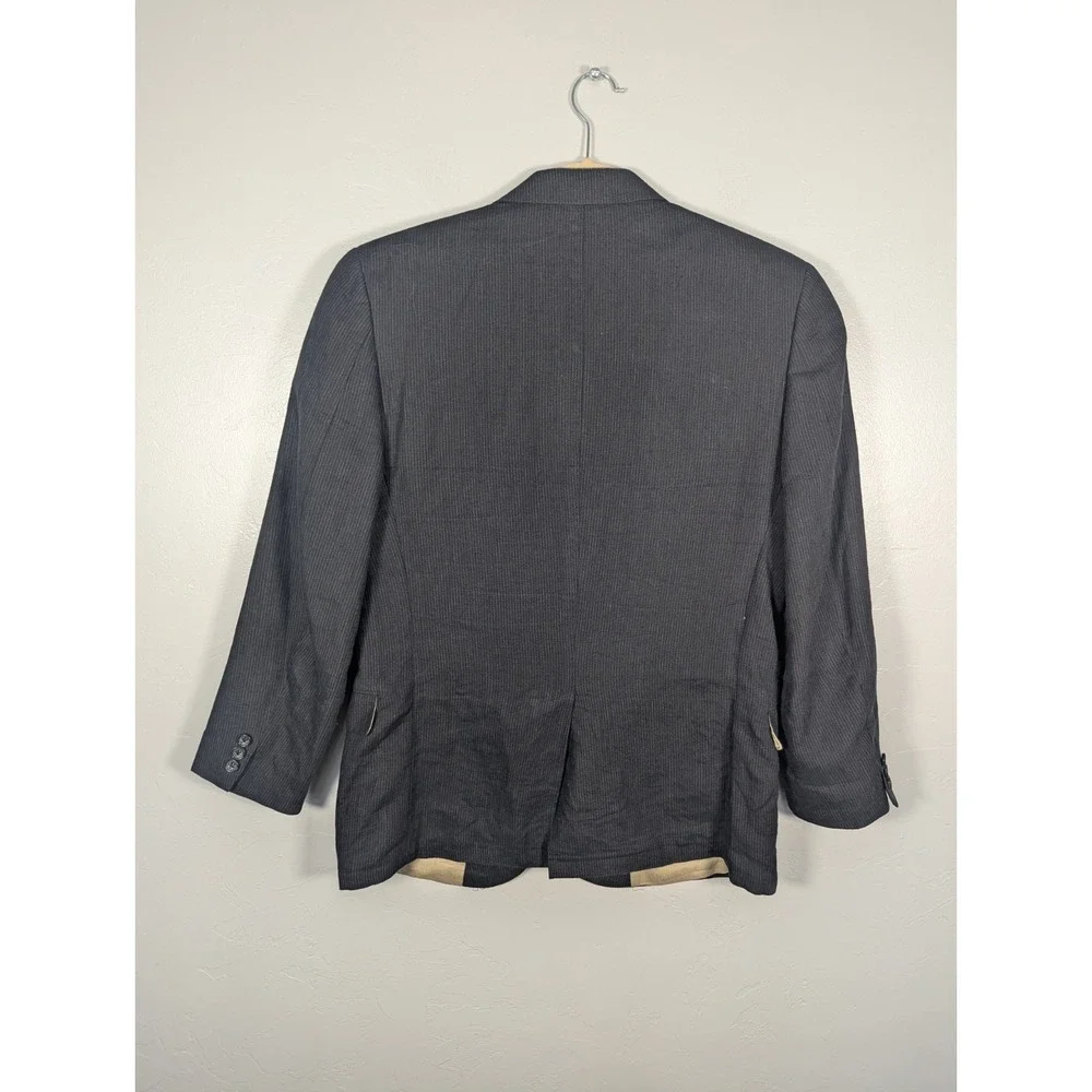 Banana Republic Linen Blazer Mens 40S Black Pinstripe Two Button‎ Career